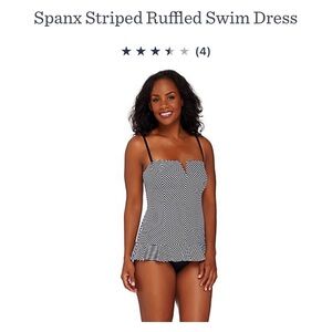 Brand New Spanx Striped Ruffle Swim Dress- Blue in color - Size 10
